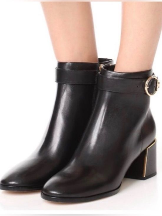Tory Burch Shoes - Tory Burch Sophia Bootie 9.5 Black Leather Gold Hardware Rare